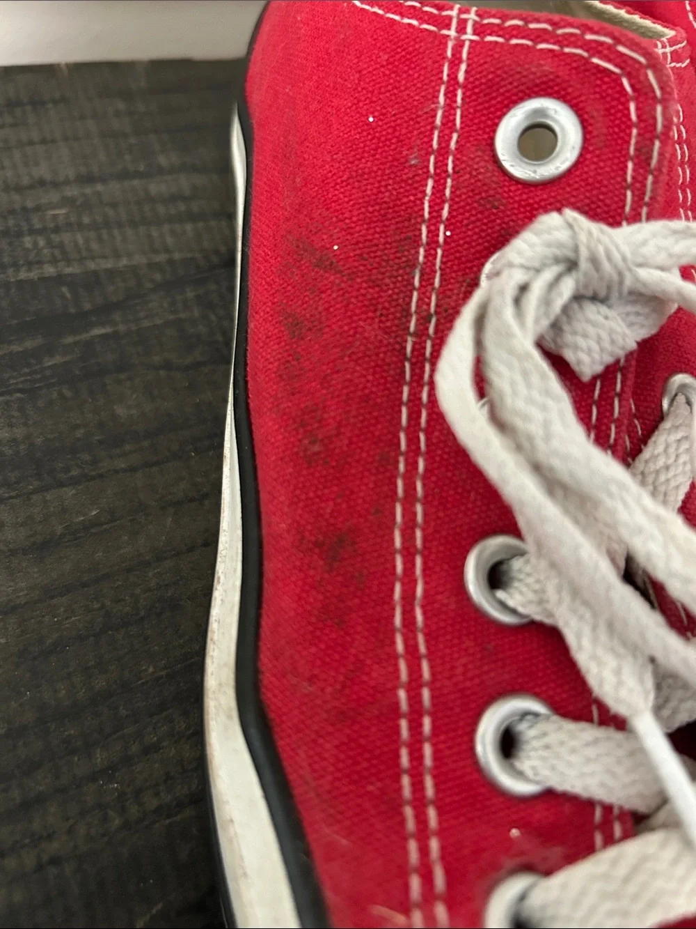 Red Low-Top Canvas Sneakers with White Laces
